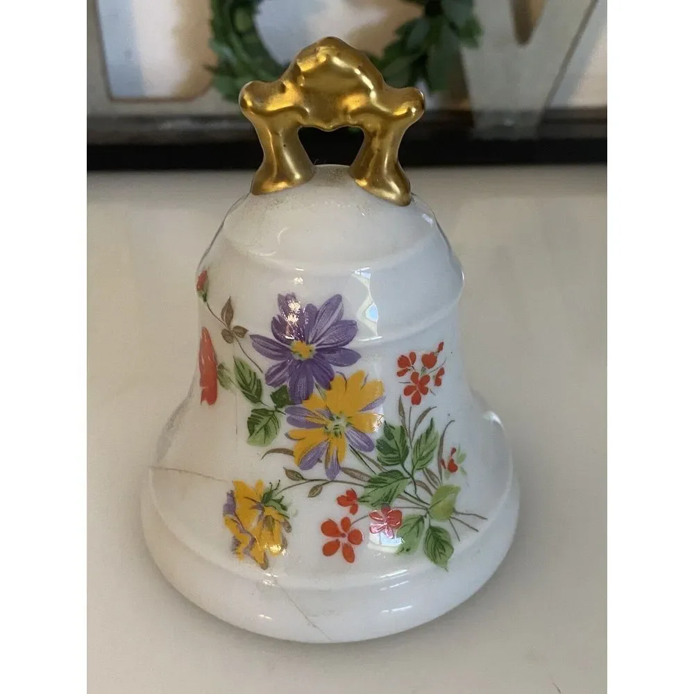 Vintage Bernardaud Limoges Porcelain Bell With Flower Motif Made In France‎ GUC